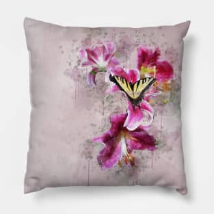 Butterfly on Lilly Pillow