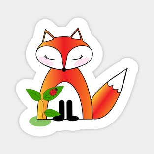 Grey's Shy Fox with Ladybug Lispe Magnet