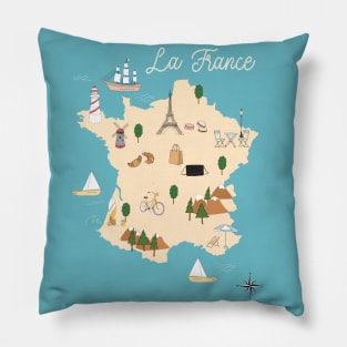 La France Europe Illustration Country Map Pillow