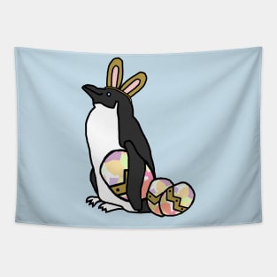 Funny Easter Bunny Ears on Penguin Tapestry