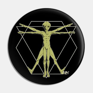 Vitruvian Alien Old Green Pin