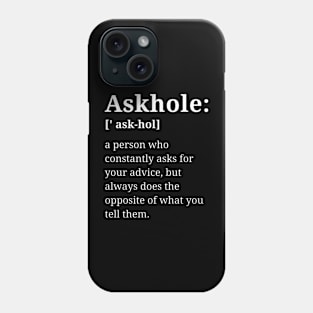 Funny Adult Noun Definition Askhole Funny Slogan Saying Definition Phone Case