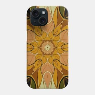 Cartoon Mandala Flower Orange and Green Phone Case