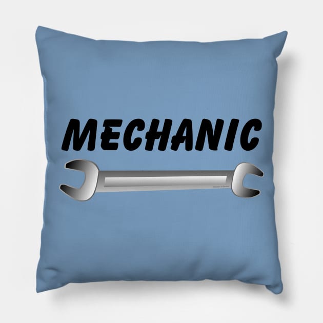 Mechanic Wrench Text Pillow by Barthol Graphics