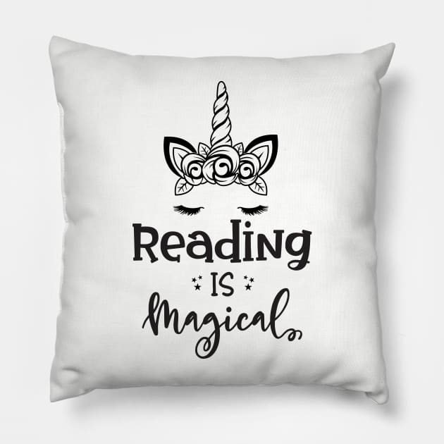 reading is magical Pillow by Mstudio