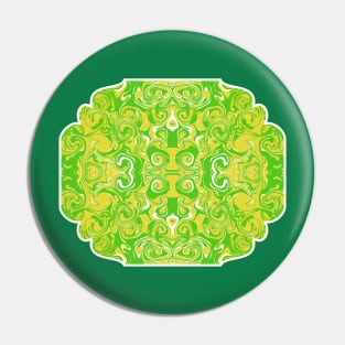 Green and Yellow Marble Swirl Abstract Art Design Pin