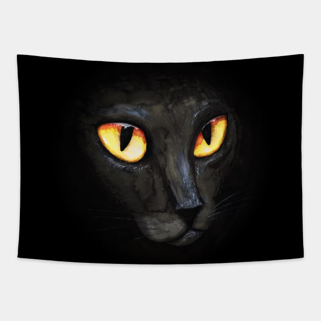 Black cat's eyes Tapestry by Bwiselizzy