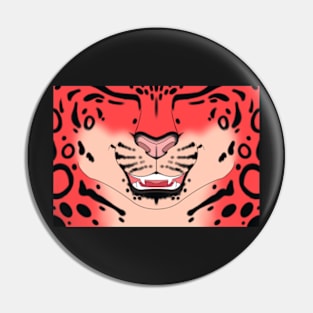 Strawberry Snow Leopard Face Pin