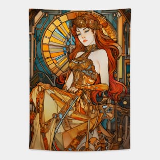 Stained Glass Steampunk Art Nouveau Tapestry