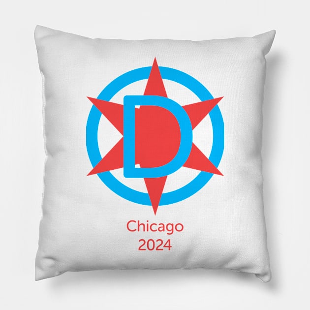 2024 Democratic National Convention Chicago Big Red Star Pillow by GdotArroyo