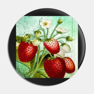 Strawberries Vintage Fruit Strawberry Design Retro Pin