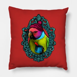 Bird Cameo: Plum Headed Parakeet (Thirsty Bird) Pillow