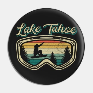 Snowboard Lake Tahoe California Distressed Goggles Big Air Pin