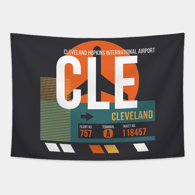 Cleveland (CLE) Airport Code Baggage Tag Tapestry by SLAG_Creative