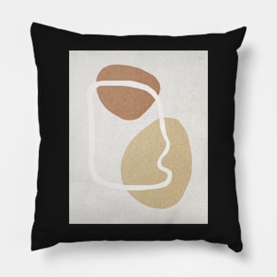 Abstract shapes face, Mid century art print Pillow