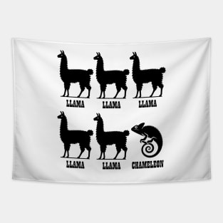 Llama Llama Llama Llama Llama Chameleon (Black) Tapestry