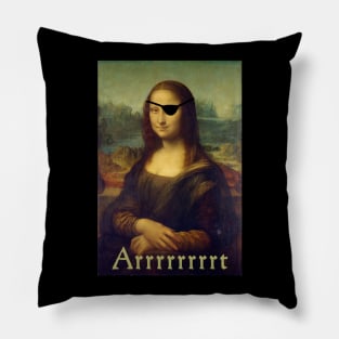 Mona Lisa, Funny Art Pirate T-Shirt Pillow