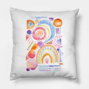 Sunny Sunday Abstract Watercolor Pillow