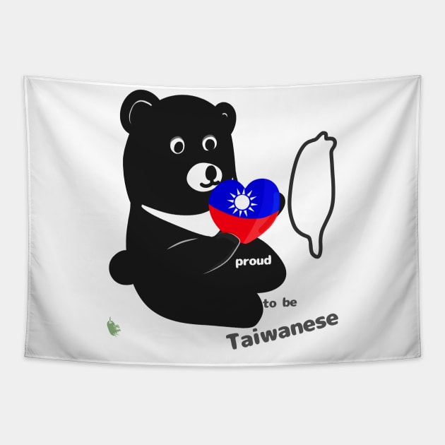 Taiwan Black Bear - Love Taiwan flag Tapestry by Hetaor