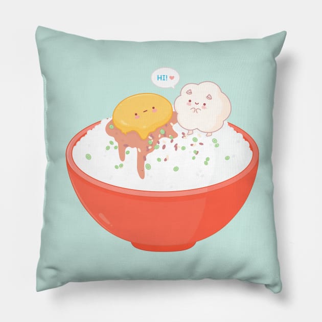 Tamago Kake Rice Bowl Pillow by Lani89