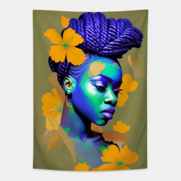 Black beautiful woman portrait 5 Tapestry by Stades