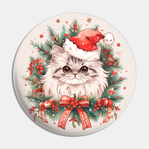 Christmas Persian Cat Pin by CleverboyDsgns