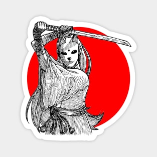 Woman Oni Samurai Magnet