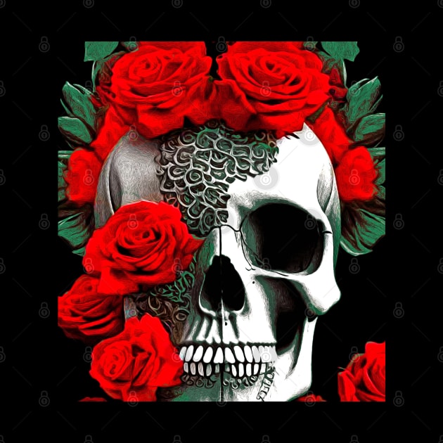 Skull with Roses by RoxanneG