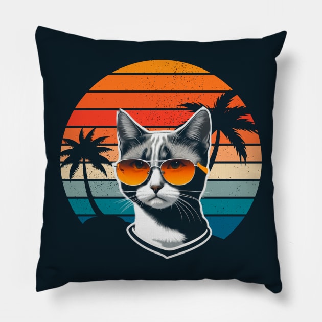 Vintage Retro Cat Pillow by hippohost