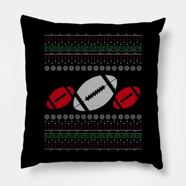 Football Ugly Christmas Sweater Gift For Rugby Sports Lover Pillow by uglygiftideas