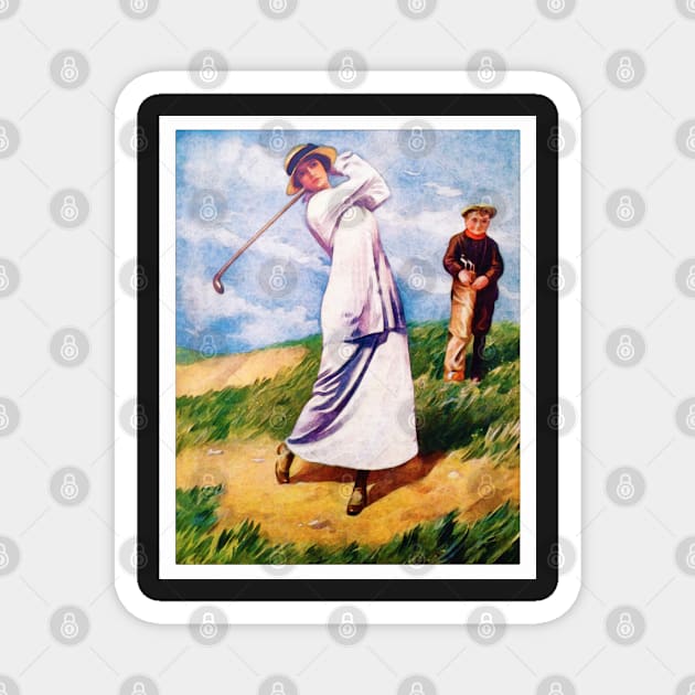 1915 Vintage Golf Watercolour Print Magnet by ArtShare