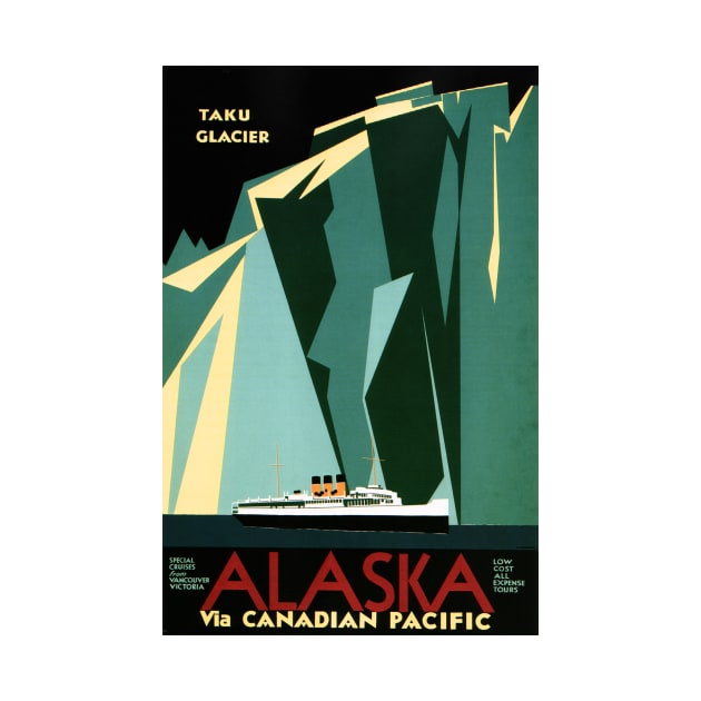 Alaska Taku Glacier Art Deco Advertisement Vintage Steamship by vintageposters