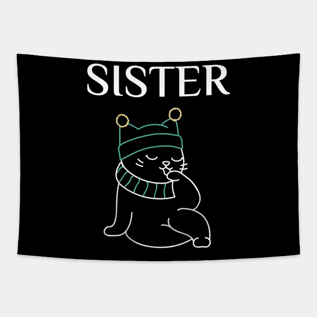 matching family gifts, cute cat, the sister Tapestry by the christmas shop