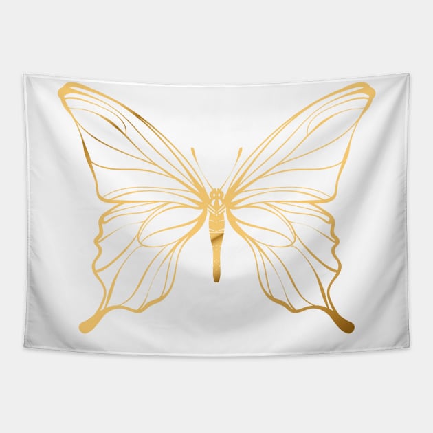 Gold Butterfly Tapestry by OKUR Creative