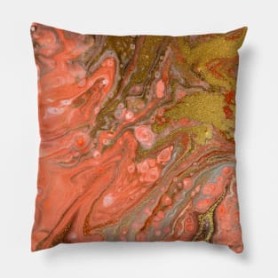 Pink Marble Watercolour With Gold Effect Pillow