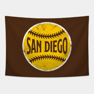 San Diego Retro Baseball - Brown Tapestry