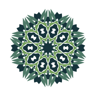 Green Shades Leaf Mandala T-Shirt