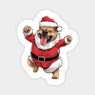 Cartoon Christmas Bulldog Dancing Magnet