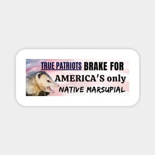 I brake for America's only native marsupial - Funny opossum bumper Magnet