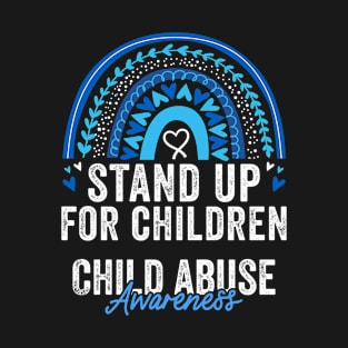 Child Abuse Prevention Awareness Month Blue Ribbon gift idea T-Shirt