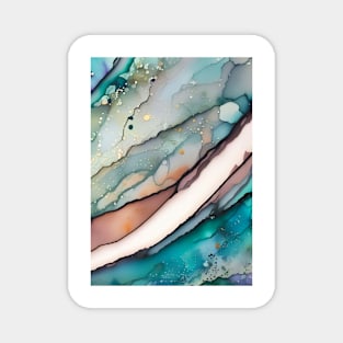 Green, Pink and Gold Abstract Art Magnet