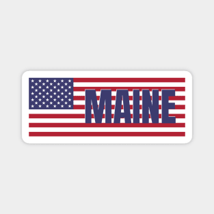 Maine State in American Flag Magnet