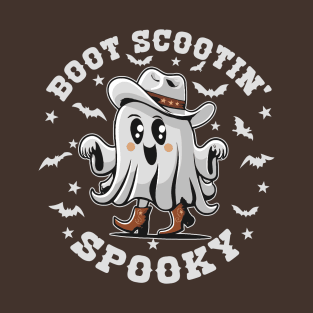 Cute Boot Scootin' Spooky Halloween Ghost Kid's Girls Halloween Western Country T-Shirt