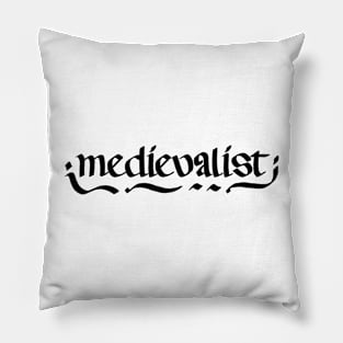 Simple Black and White Medievalist Calligraphy Design Pillow