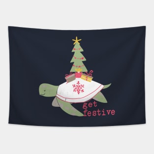 Get Festive Christmas Turtle Tapestry