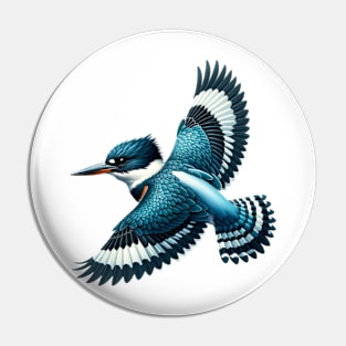 Flying Belted Kingfisher Pin