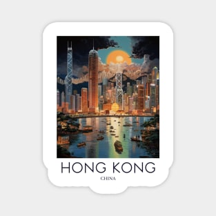 A Pop Art Travel Print of Hong Kong - China Magnet