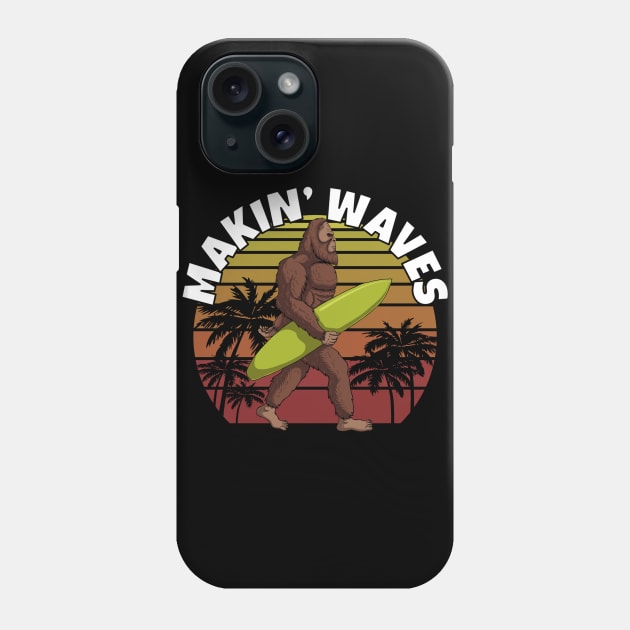 Bigfoot Makin' Waves Phone Case by RockReflections