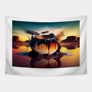 Drummer ArtWork With Water Splashing In The Desert Tapestry