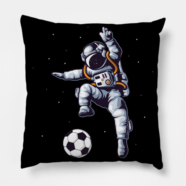 Soccer Astronaut In Space Player Fan Pillow by Foxxy Merch